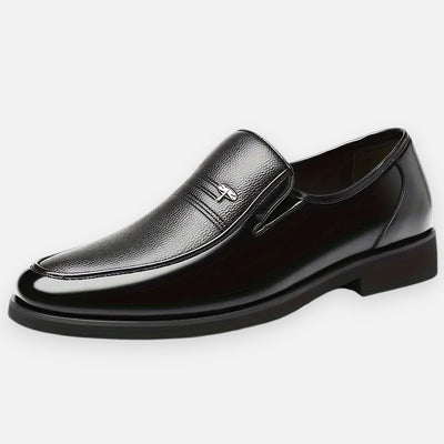Mivora London | Men's Slip-On Dress Shoes - Black Round Toe with Rubber Sole