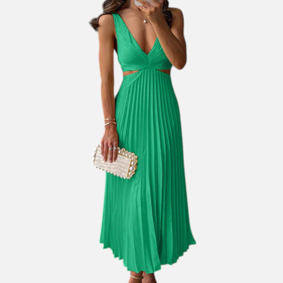 Mivora London | Women's Elegant Twist-Front Midi Dress With Flattering Silhouette