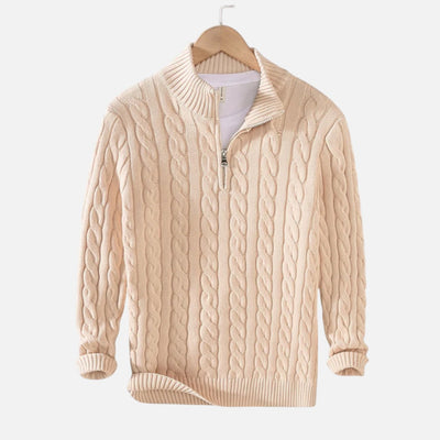 Mivora London | Men’s Relaxed Fit Half-Zip Sweater With High Collar