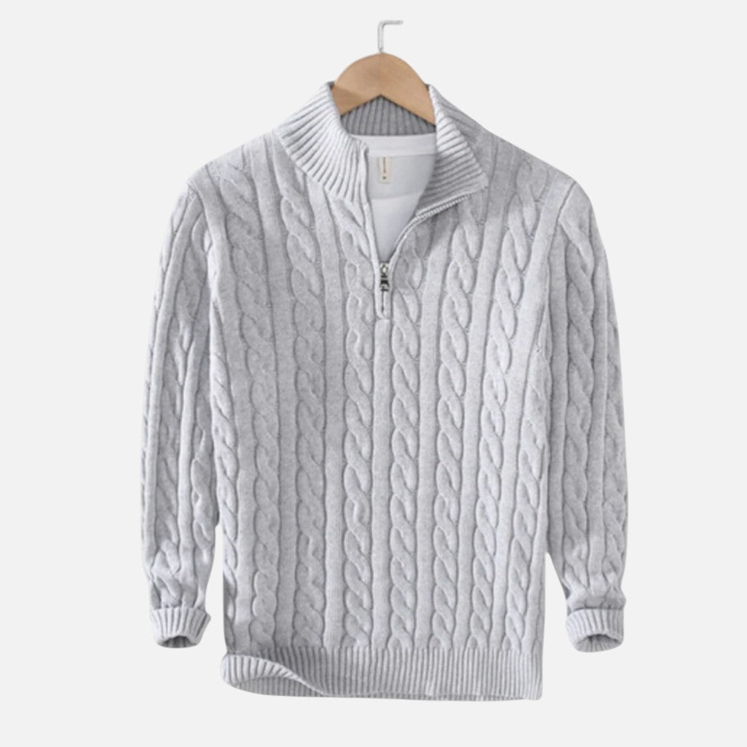 Mivora London | Men’s Relaxed Fit Half-Zip Sweater With High Collar