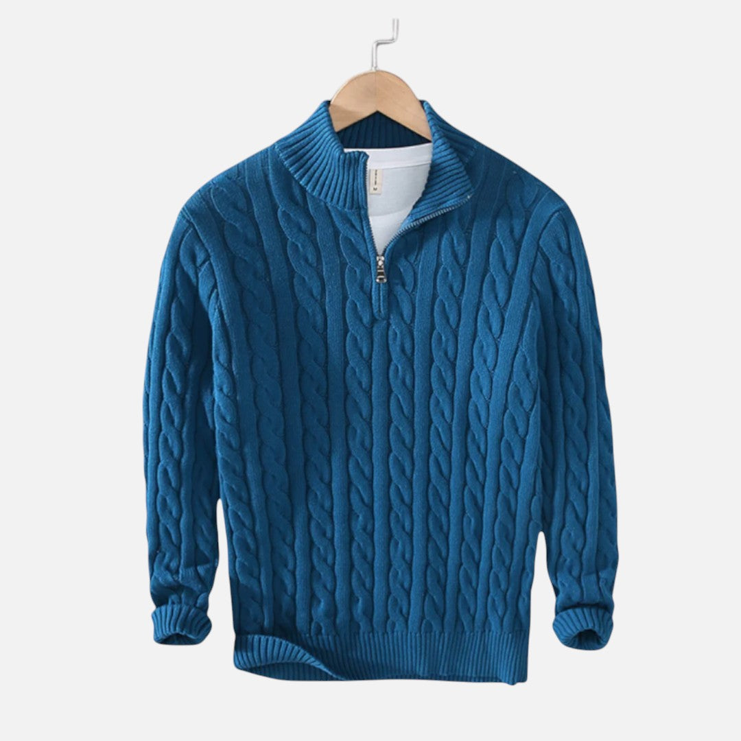 Mivora London | Men’s Relaxed Fit Half-Zip Sweater With High Collar