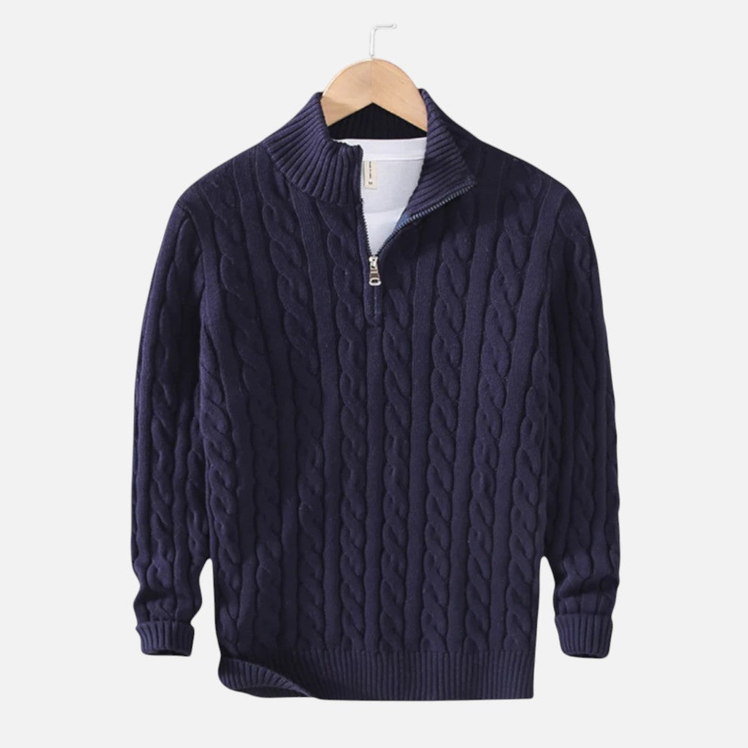 Mivora London | Men’s Relaxed Fit Half-Zip Sweater With High Collar