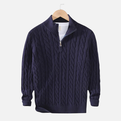 Mivora London | Men’s Relaxed Fit Half-Zip Sweater With High Collar