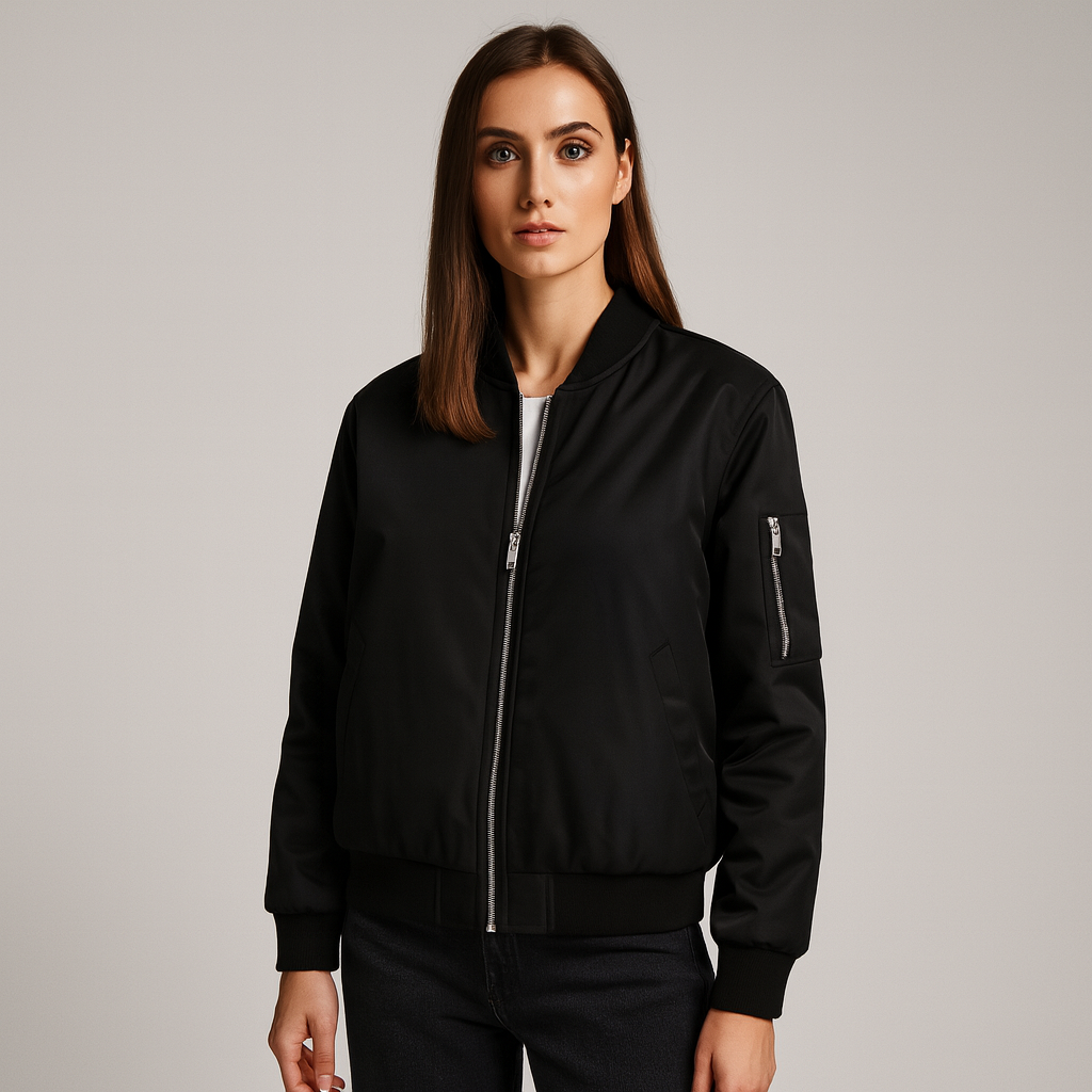 Mivora London | Women’s Long Sleeve Bomber Jacket – Zipper