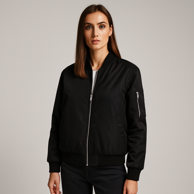 Mivora London | Women’s Long Sleeve Bomber Jacket – Zipper