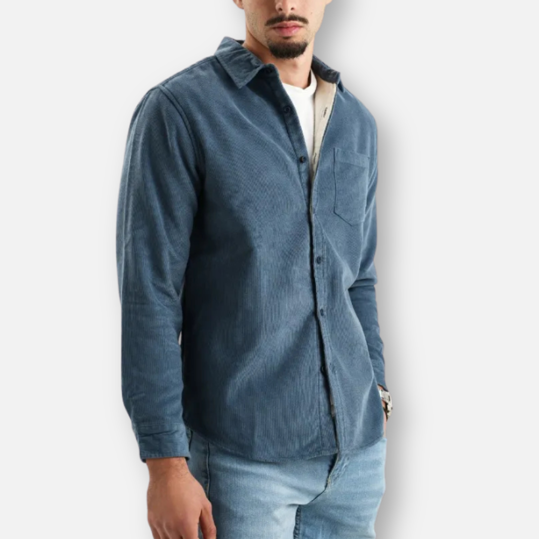 Mivora London | Men’s Textured Long-Sleeve Shirt – Refined Casual Tailoring