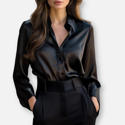 Mivora London | Elegant Satin Long-Sleeve Blouse For Women