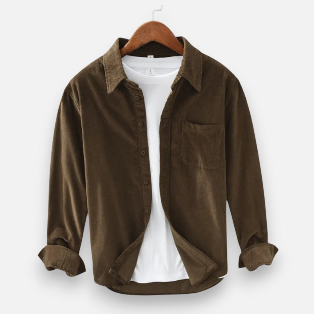 Mivora London | Men’s Retro Cord Shirt – Tailored Fit, Elegant Style