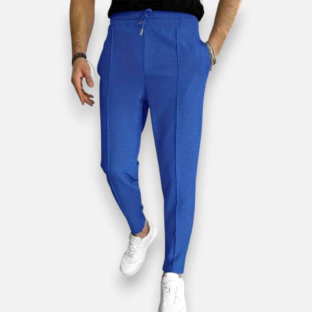 Mivora London | Men’s Waffle Knit Jogger Trousers – Slight Stretch Casual Wear