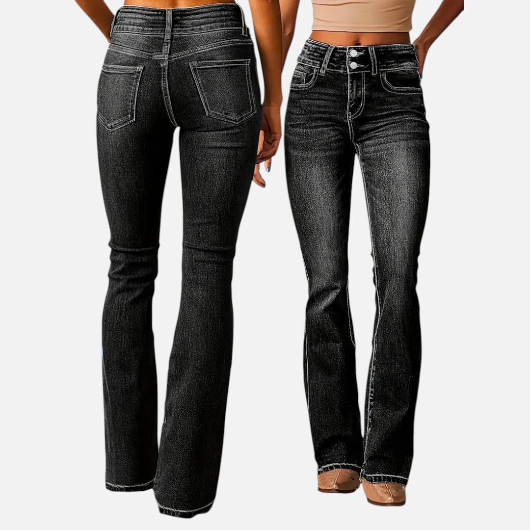 Mivora London | Women’s High-Waist Flared Trousers – Elongated Silhouette & Effortless Grace