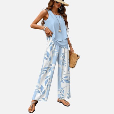 Mivora London | Women’s 2-Piece Sleeveless Top and Wide Leg Trousers Set