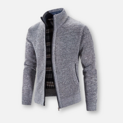 Mivora London | Men’s Zip-Up Cardigan with Ribbed Cuffs and Hem