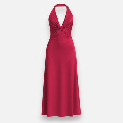 Mivora London | Sleeveless Halter Neck Evening Dress