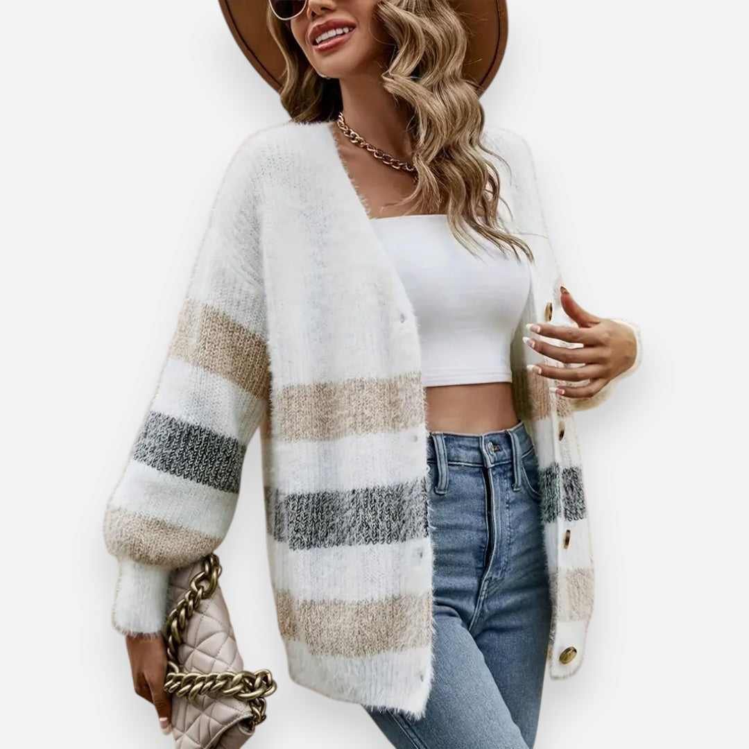 Mivora London | Women’s Colour-Block Knit Cardigan – Comfortable Everyday Wear