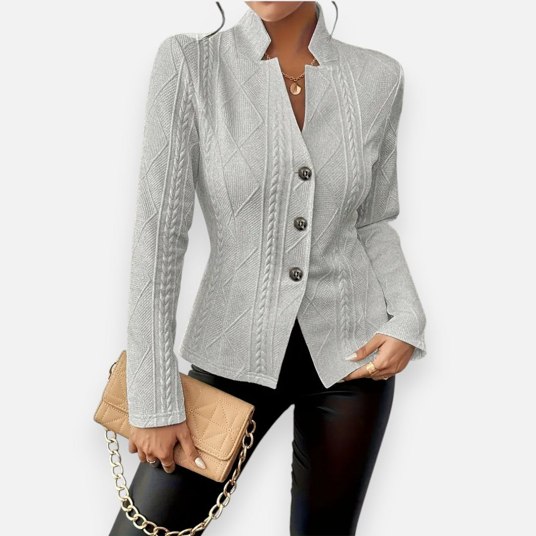 Mivora London | Women’s Textured Knit Blazer – Comfortable Everyday Wear