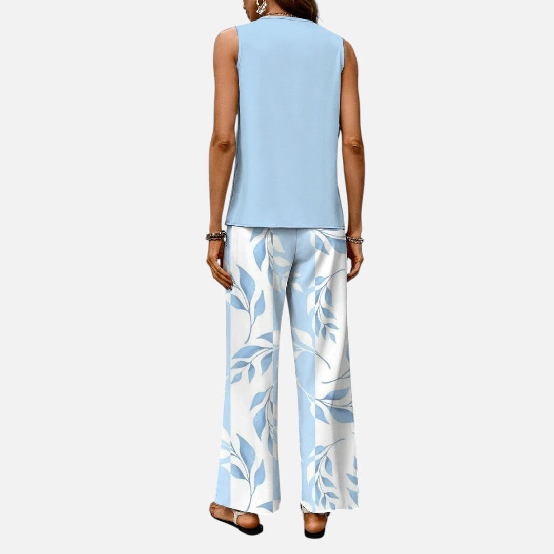 Mivora London | Women’s 2-Piece Sleeveless Top and Wide Leg Trousers Set
