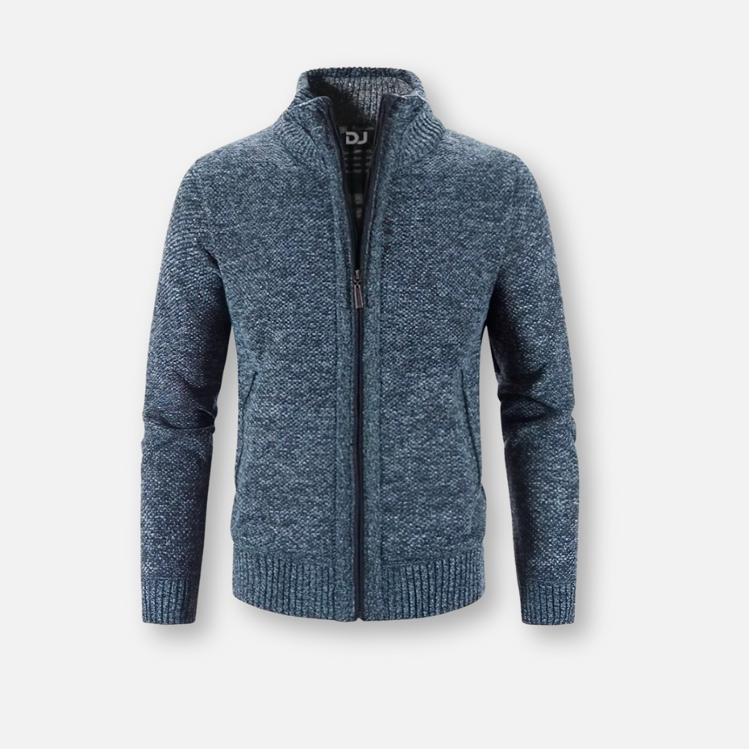 Mivora London | Men’s Zip-Up Cardigan with Ribbed Cuffs and Hem
