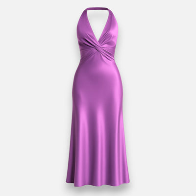 Mivora London | Sleeveless Halter Neck Evening Dress