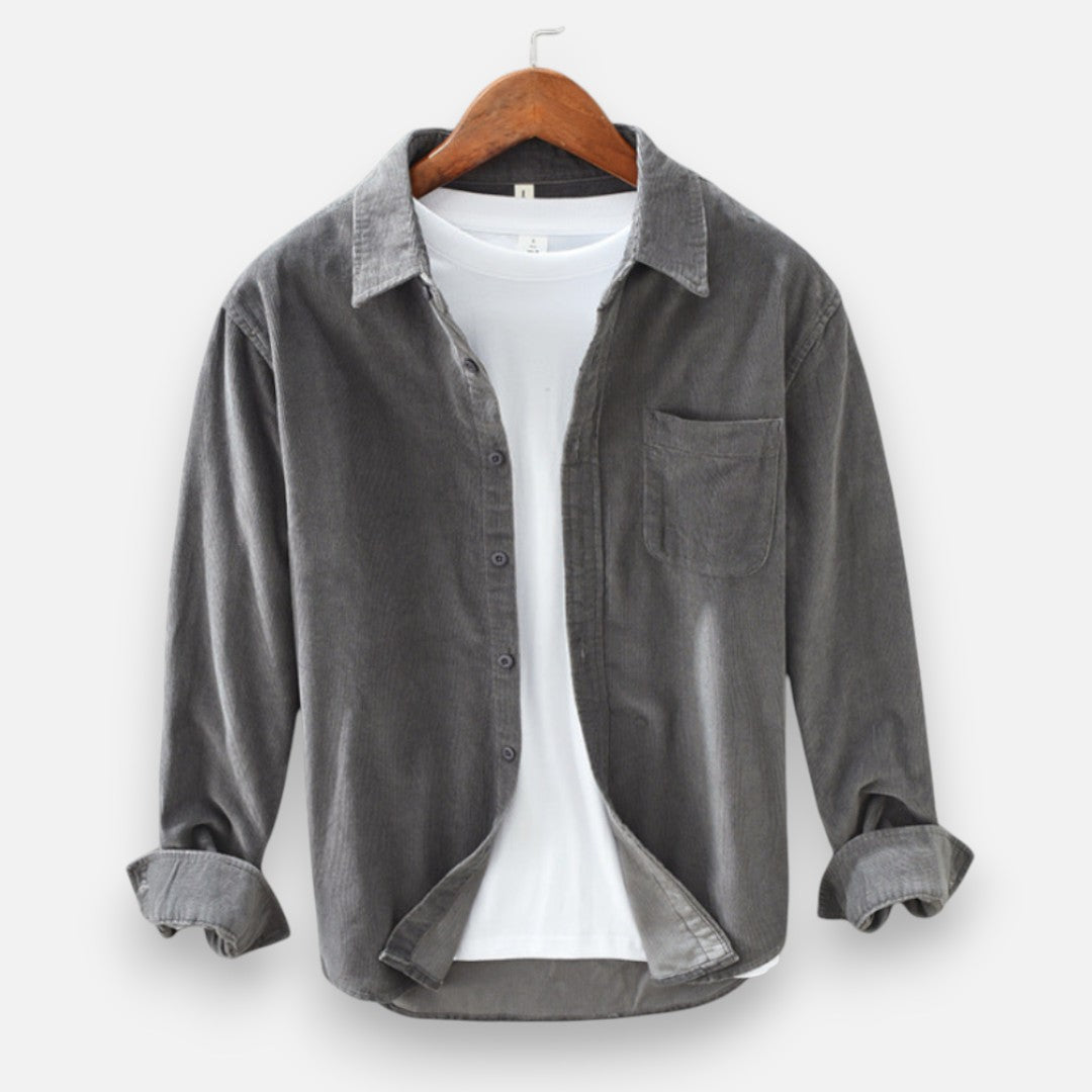 Mivora London | Men’s Retro Cord Shirt – Tailored Fit, Elegant Style