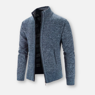 Mivora London | Men’s Zip-Up Cardigan with Ribbed Cuffs and Hem
