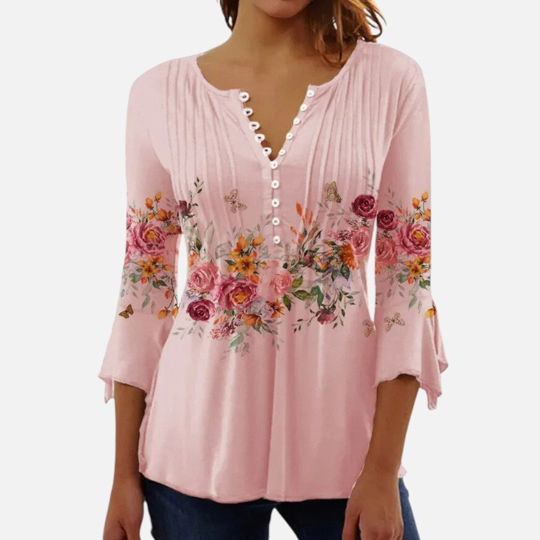 Mivora London | Women's Floral Long Sleeve Blouse – Lightweight Elegant Fit