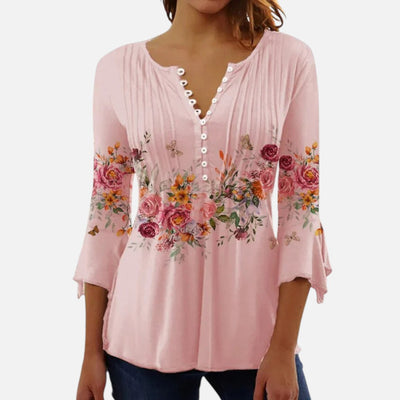 Mivora London | Women's Floral Long Sleeve Blouse – Lightweight Elegant Fit