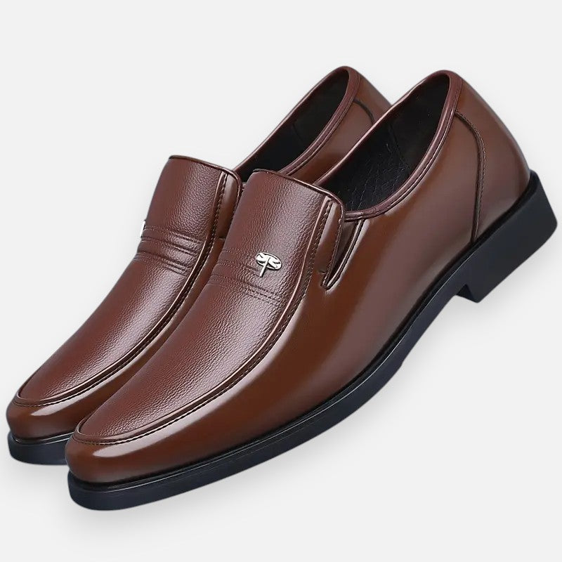 Mivora London | Men's Slip-On Dress Shoes - Black Round Toe with Rubber Sole