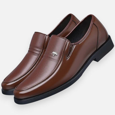 Mivora London | Men's Slip-On Dress Shoes - Black Round Toe with Rubber Sole