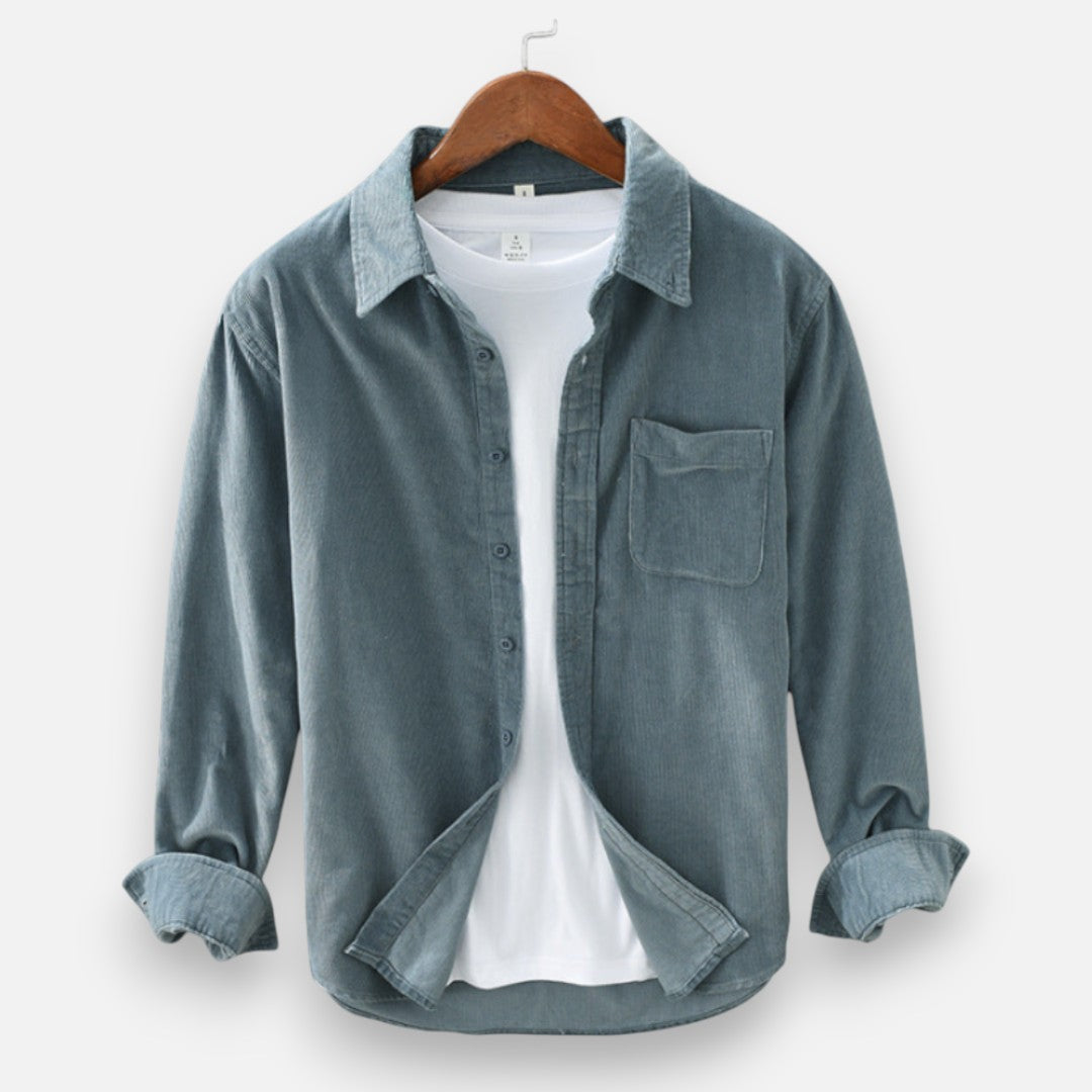 Mivora London | Men’s Retro Cord Shirt – Tailored Fit, Elegant Style