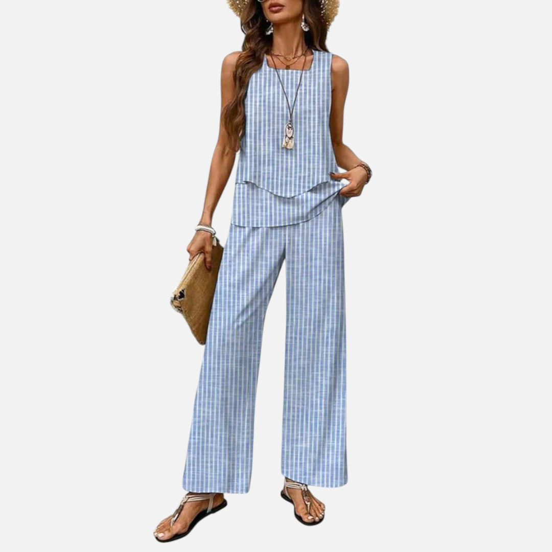 Mivora London | Women’s 2-Piece Sleeveless Top and Wide Leg Trousers Set