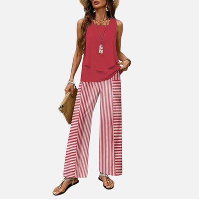 Mivora London | Women’s 2-Piece Sleeveless Top and Wide Leg Trousers Set