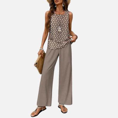 Mivora London | Women’s 2-Piece Sleeveless Top and Wide Leg Trousers Set