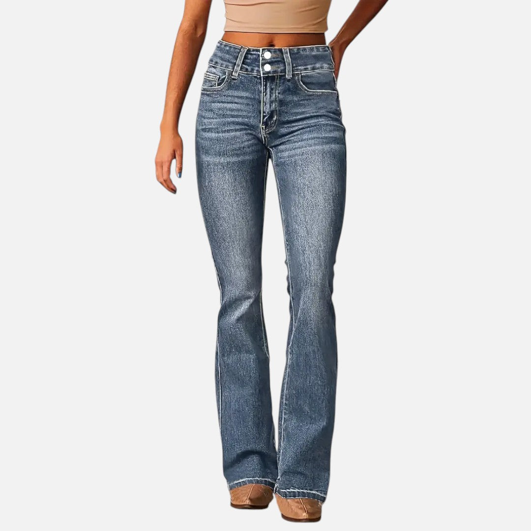Mivora London | Women’s High-Waist Flared Trousers – Elongated Silhouette & Effortless Grace