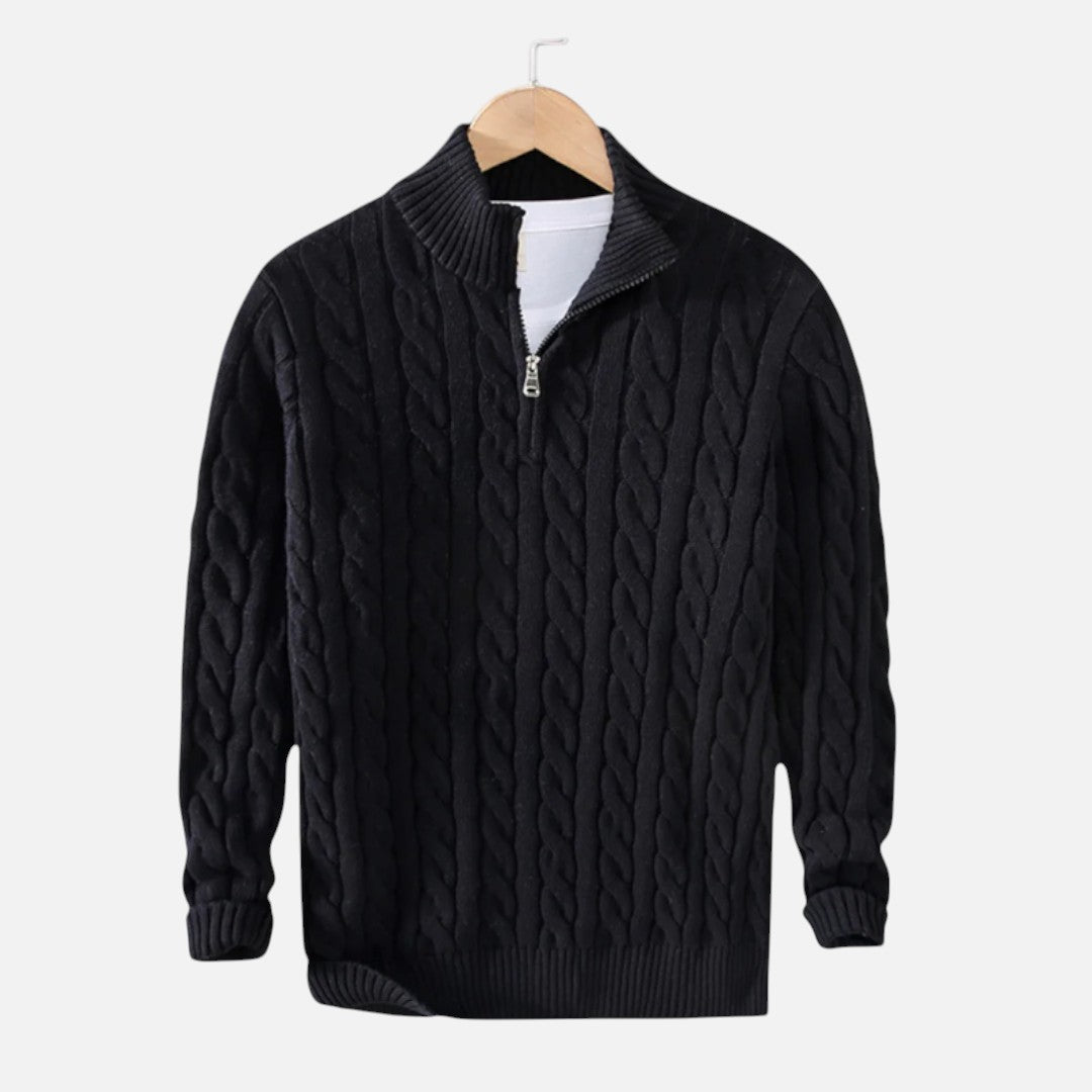 Mivora London | Men’s Relaxed Fit Half-Zip Sweater With High Collar