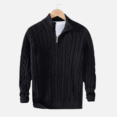 Mivora London | Men’s Relaxed Fit Half-Zip Sweater With High Collar