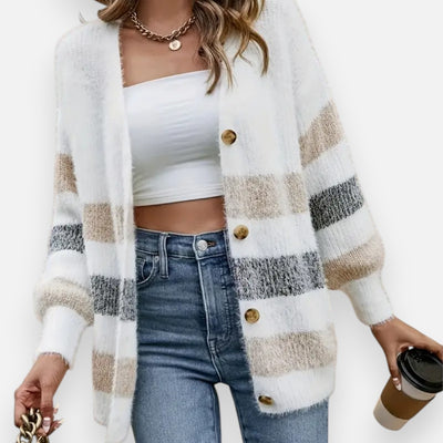 Mivora London | Women’s Colour-Block Knit Cardigan – Comfortable Everyday Wear