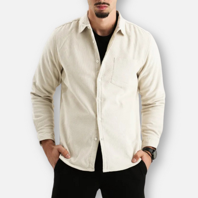 Mivora London | Men’s Textured Long-Sleeve Shirt – Refined Casual Tailoring