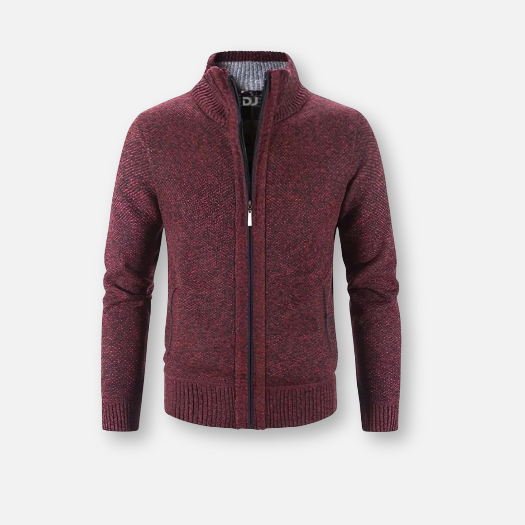 Mivora London | Men’s Zip-Up Cardigan with Ribbed Cuffs and Hem