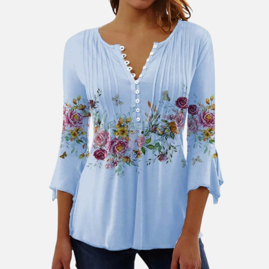 Mivora London | Women's Floral Long Sleeve Blouse – Lightweight Elegant Fit
