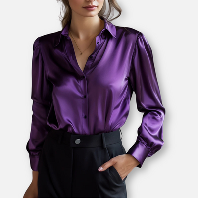 Mivora London | Elegant Satin Long-Sleeve Blouse For Women
