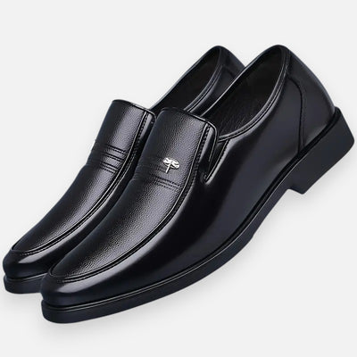 Mivora London | Men's Slip-On Dress Shoes - Black Round Toe with Rubber Sole