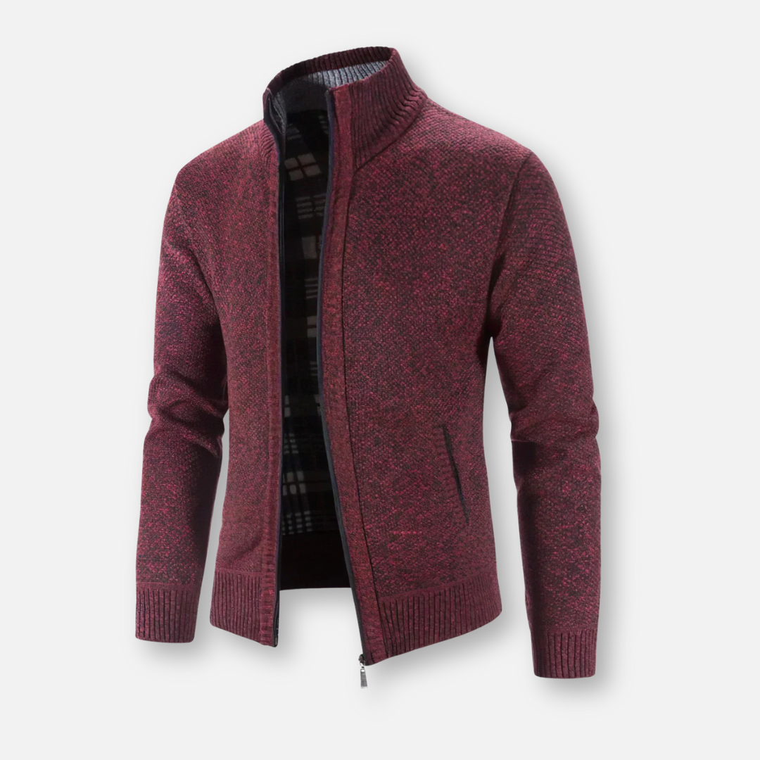 Mivora London | Men’s Zip-Up Cardigan with Ribbed Cuffs and Hem