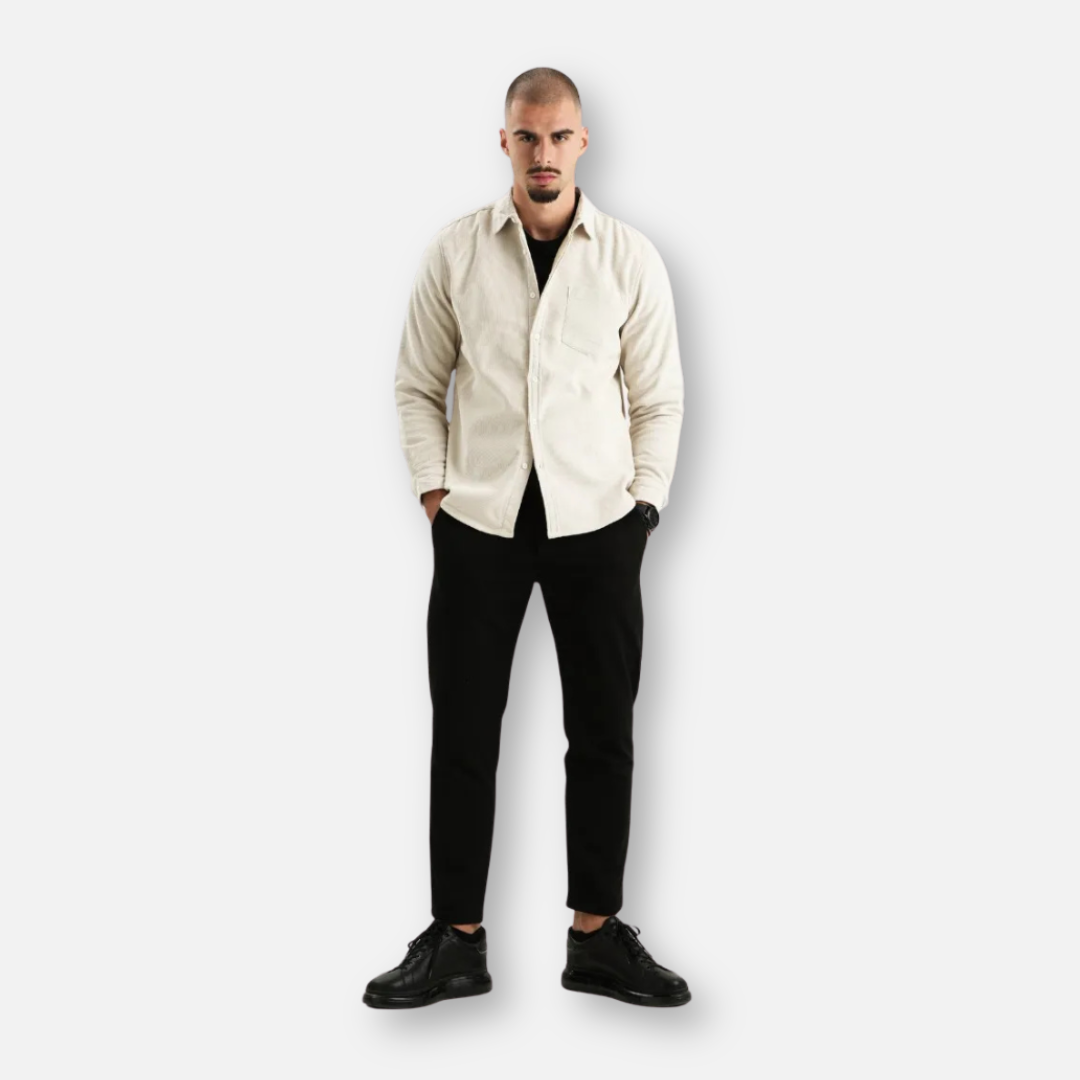 Mivora London | Men’s Textured Long-Sleeve Shirt – Refined Casual Tailoring