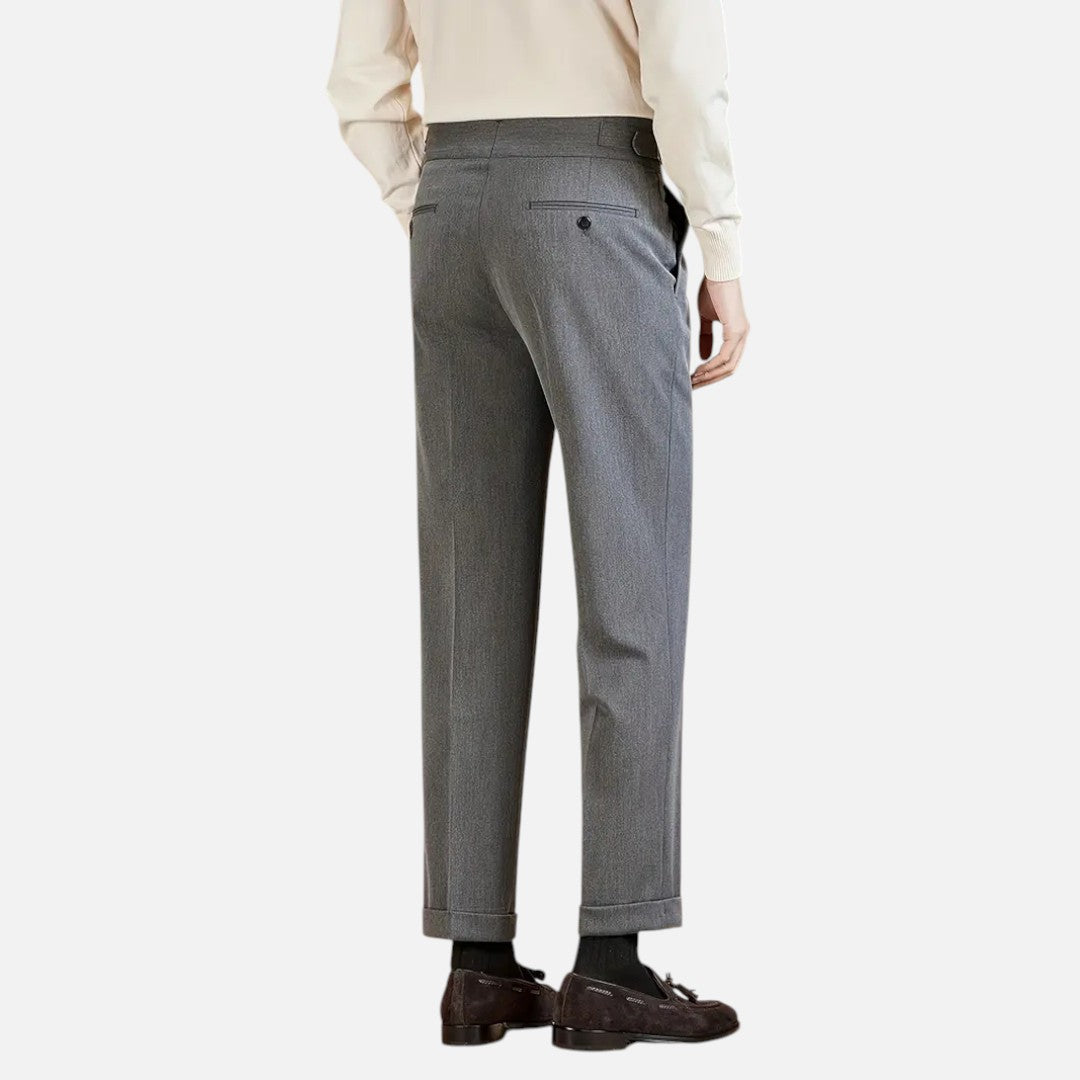 Mivora London | Men’s High‑Waist Tailored Trousers With Pleated Front & Adjustable Buckle