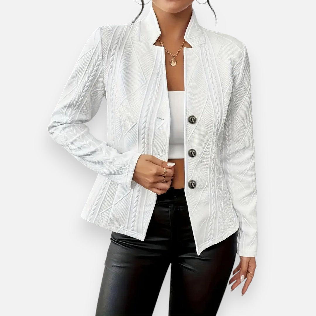 Mivora London | Women’s Textured Knit Blazer – Comfortable Everyday Wear