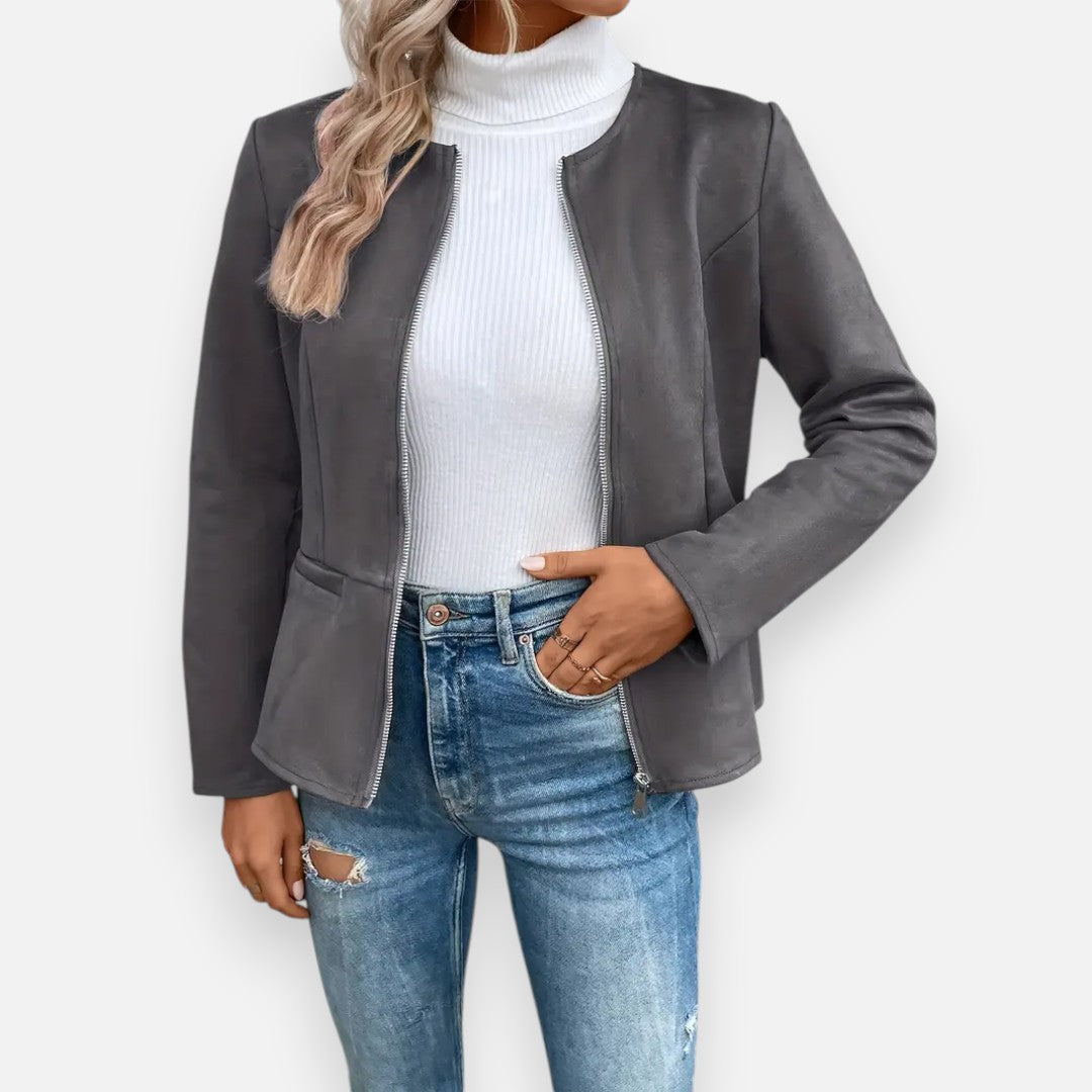 Mivora London | Women’s Soft-Touch Crew Jacket – Effortless Warmth