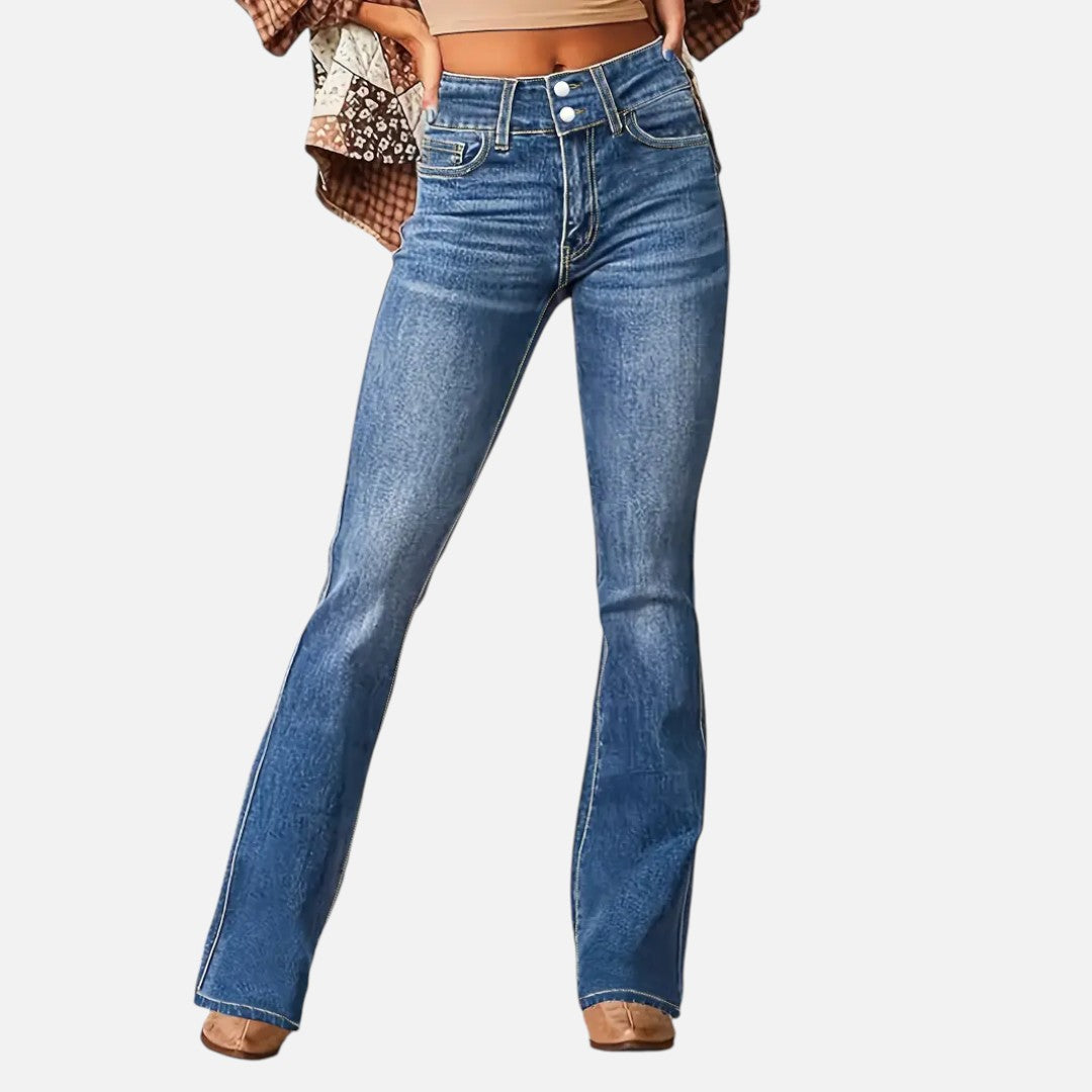 Mivora London | Women’s High-Waist Flared Trousers – Elongated Silhouette & Effortless Grace