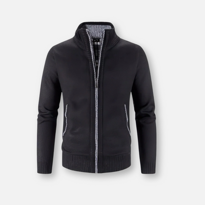 Mivora London | Men’s Zip-Up Cardigan with Ribbed Cuffs and Hem