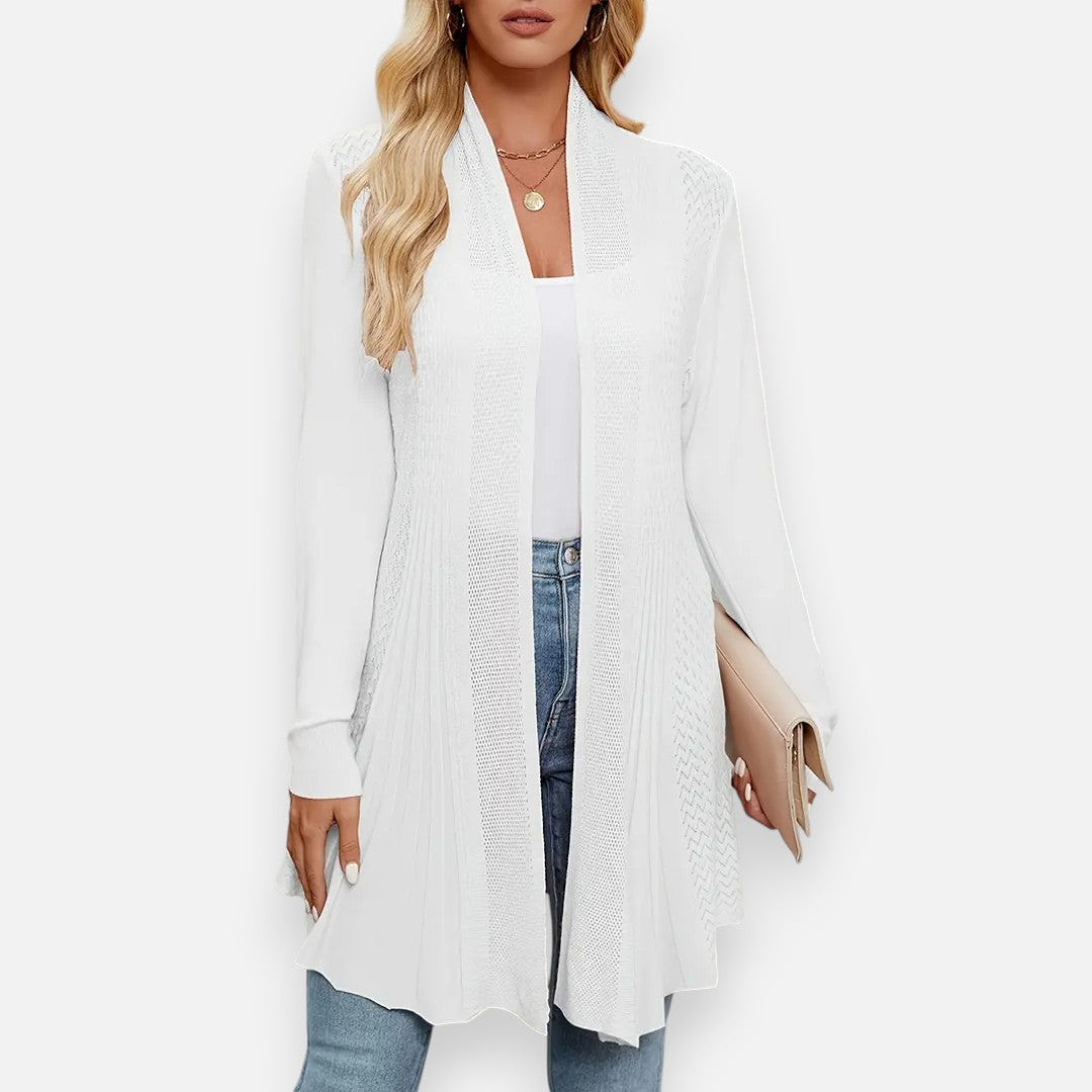 Mivora London | Women’s Pointelle Knit Cardigan – Delicate Elegance