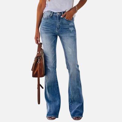 Mivora London | Women’s High-Waist Flared Trouser Jeans with Refined Stretch